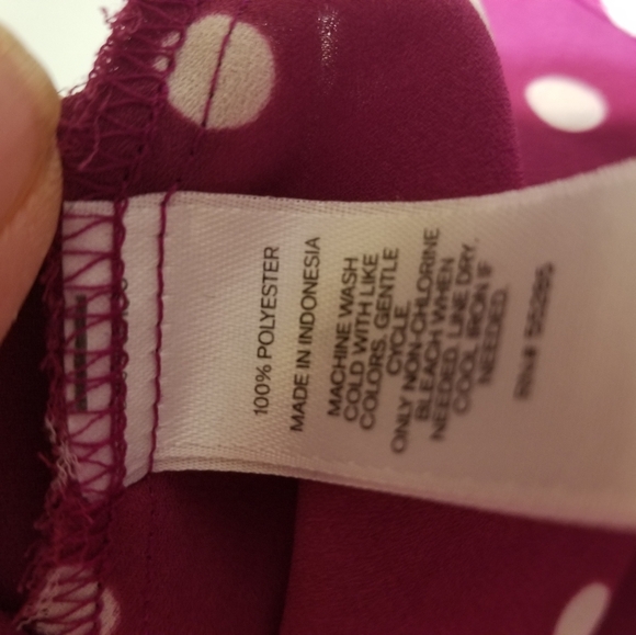 EXPRESS THE PORTOFINO SHIRT slim fit purple white polka dot long roll sleeve top - Picture 6 of 6